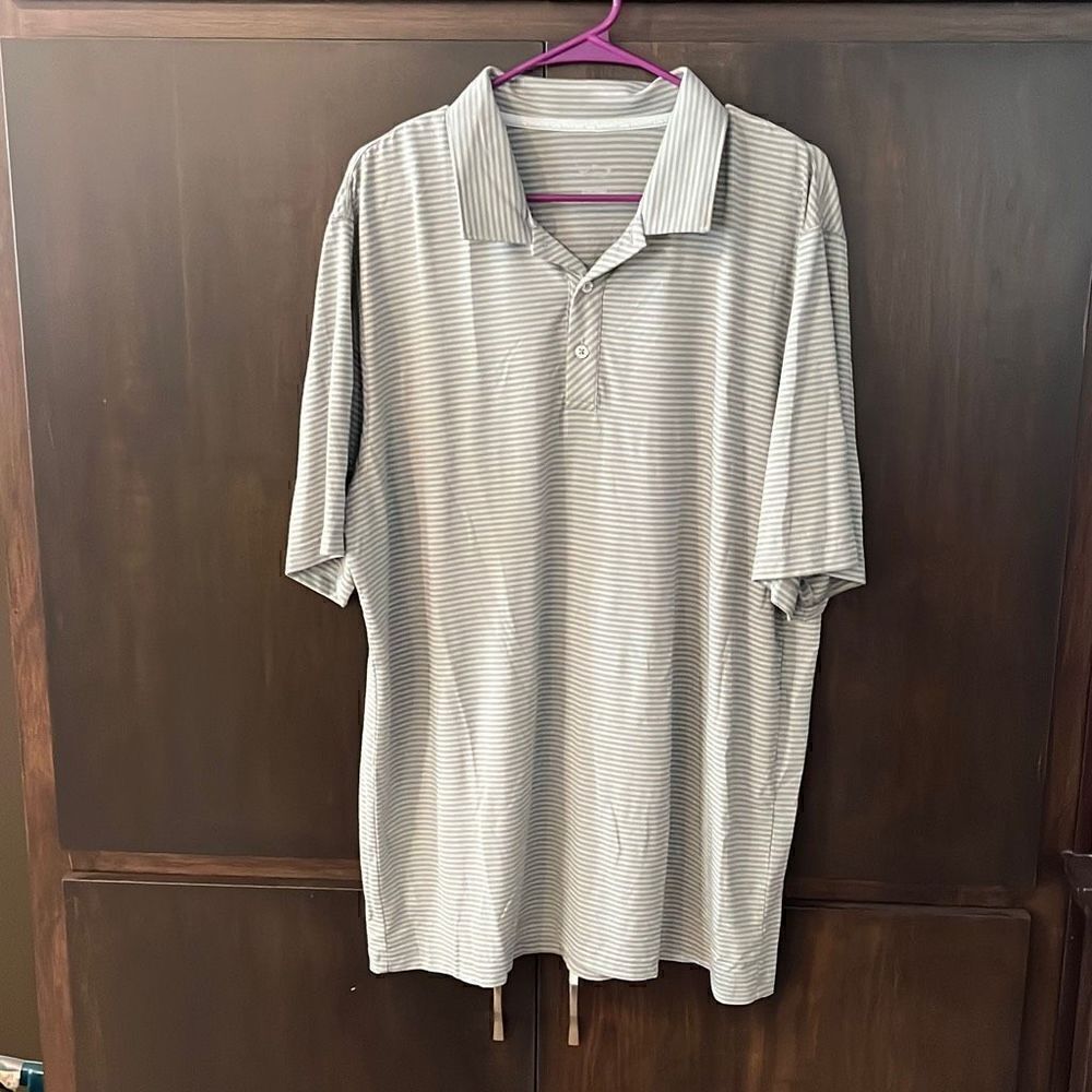 Eage Golf Gray Striped Polo Shirt Size XL